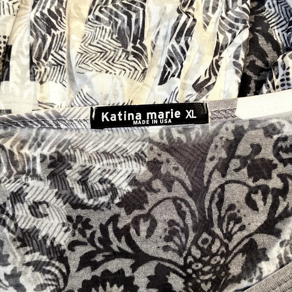 Katina Marie Gray Artsy Art to Wear Tunic Top Lightweight Size XL - Picture 7 of 7